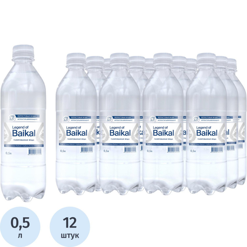Вода питьевая LEGEND of BAIKAL газ., 0,5л ПЭТ (U)
