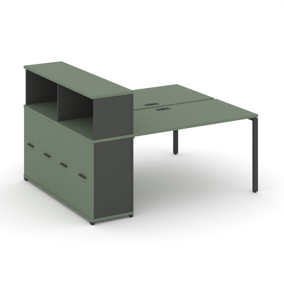 Concept Рабочая станция с опорным распаш. шкафом с надставкой низ. CN.DRS-226 A Кобо/Антрацит/Металл