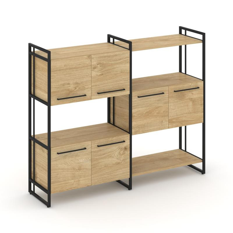 Rift Шкаф комбинированый RF.NS-004 Тиквуд Светлый/Металл Черный/Черный Ручки 1576*396*1286