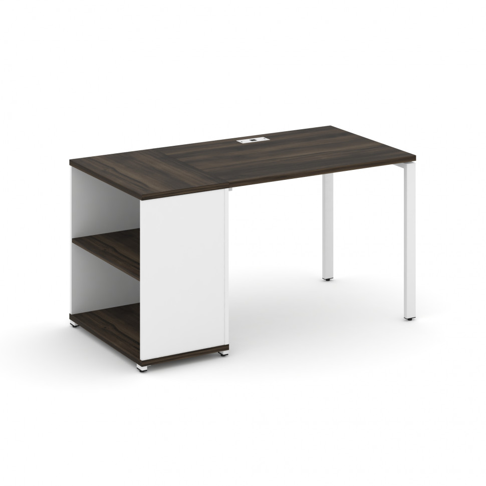 Concept Стол рабочий с опорным стеллажом CN.SP-201 Дуб Мали/Белый Бриллиант/Металл Белый 1400*720*75 Concept Стол рабочий с опорным стеллажом CN.SP-201 Дуб Мали/Белый Бриллиант/Металл Белый 1400*720*75