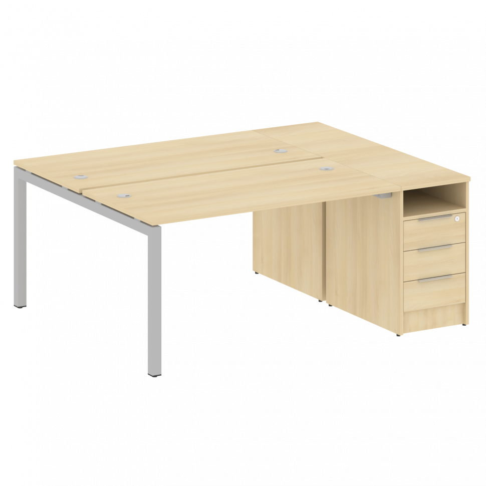 Metal System Quattro Рабочая станция с тумбой на П-образном м/к 50БП.РС-СТП-2.3 Акация Лорка/Металл Metal System Quattro Рабочая станция с тумбой на П-образном м/к 50БП.РС-СТП-2.3 Акация Лорка/Металл