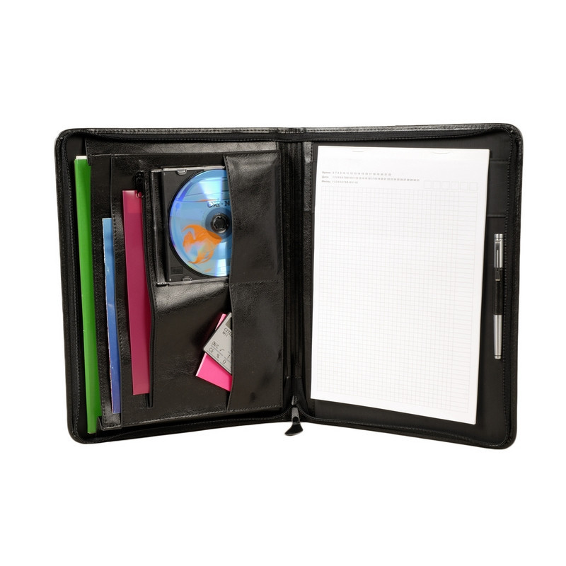 Папка деловая из кож/зам ЛИДЕР 123и  VIP-серия , на молнии, черн.,  Россия