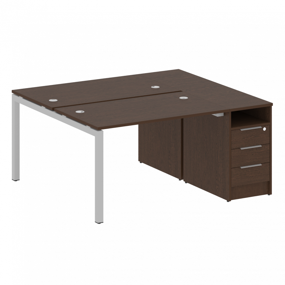 Metal System Quattro Рабочая станция с тумбой на П-образном м/к 50БП.РС-СТП-2.2 Венге Цаво/Металл Се