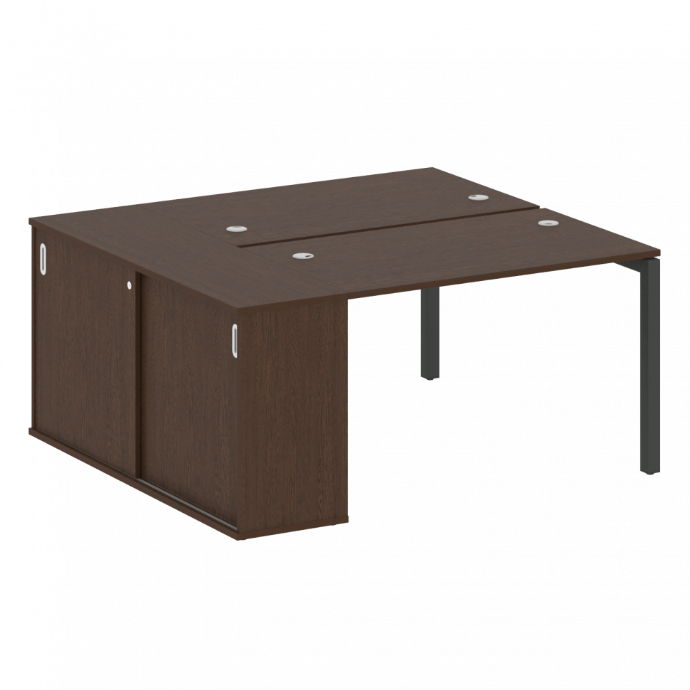 Metal System Quattro Рабочая станция с шкафом-купе на П-образном м/к 50БП.РС-СШК-1.2 Т Венге Цаво/Ме