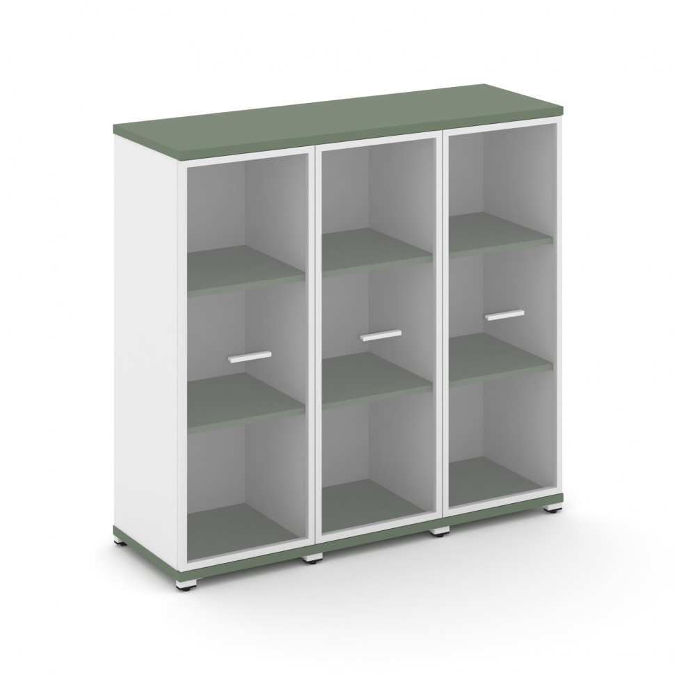 Concept Шкаф 3 узкие секции, 3 ниши CN.STU-336 RPW W Кобо/Белый Бриллиант/Металл Белый/Прозрачный 12