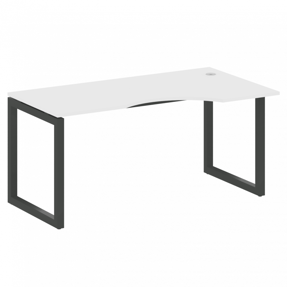 Metal System Quattro Стол криволинейный правый на О-образном м/к 50БО.СА-1 (R) Белый/Металл Антрацит