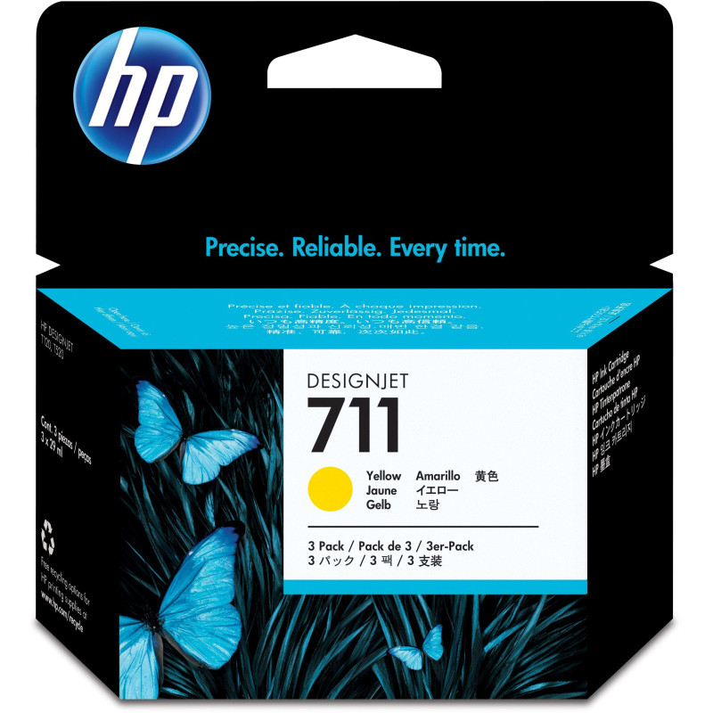 Картридж струйный HP 711 CZ136A жел. для DgnJ T120/520 (3шт/уп)
