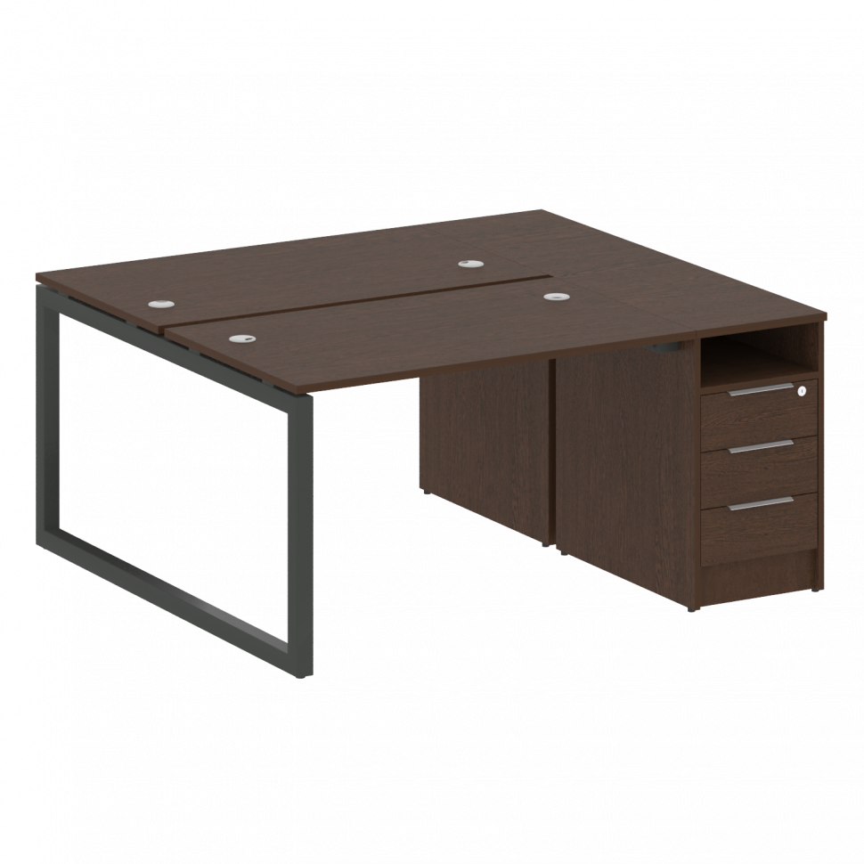 Metal System Quattro Рабочая станция с тумбой на О-образном м/к 50БО.РС-СТП-2.2 Венге Цаво/Металл Ан