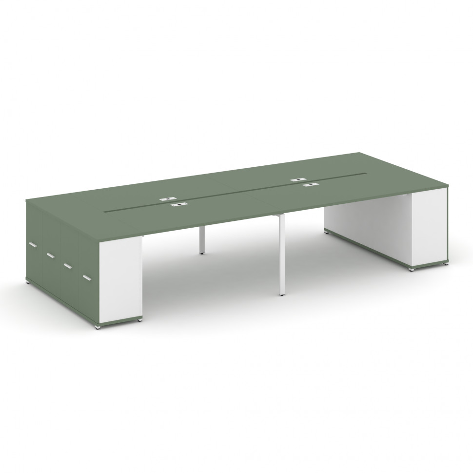 Concept Рабочая станция с опорными распаш. шкафами CN.DRS-264 W Кобо/Белый Бриллиант/Металл Белый 40