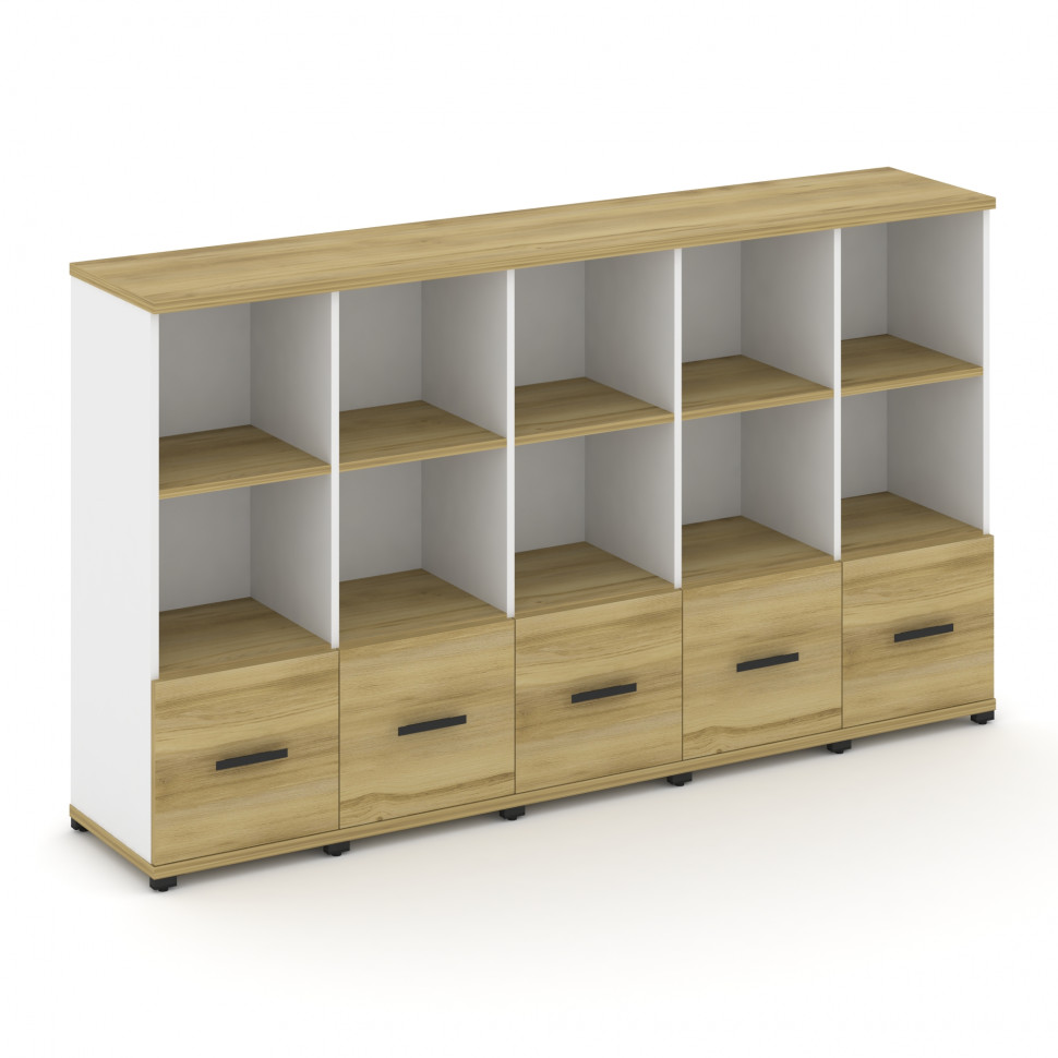 Concept Шкаф 5 узких секций, 3 ниши CN.STU-351 B Дуб Винченцо/Белый Бриллиант/Металл Черный 2084*420