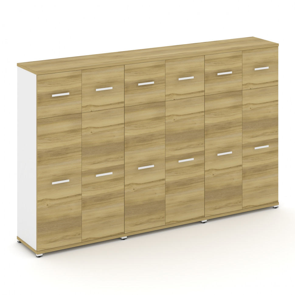 Concept Шкаф 3 широкие секции, 4 ниши CN.STS-434 W Дуб Винченцо/Белый Бриллиант/Металл Белый 2500*42