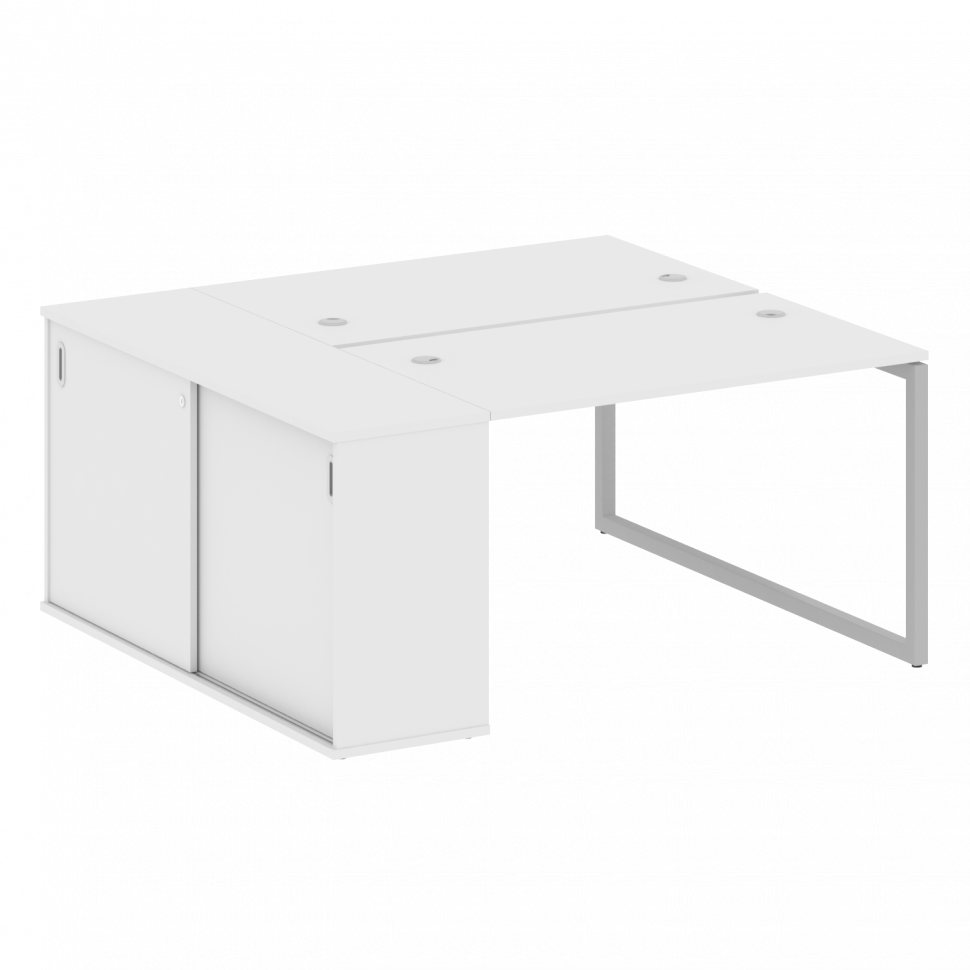 Metal System Quattro Рабочая станция с шкафом-купе на О-образном м/к 40БО.РС-СШК-1.2 Т Белый/Металл