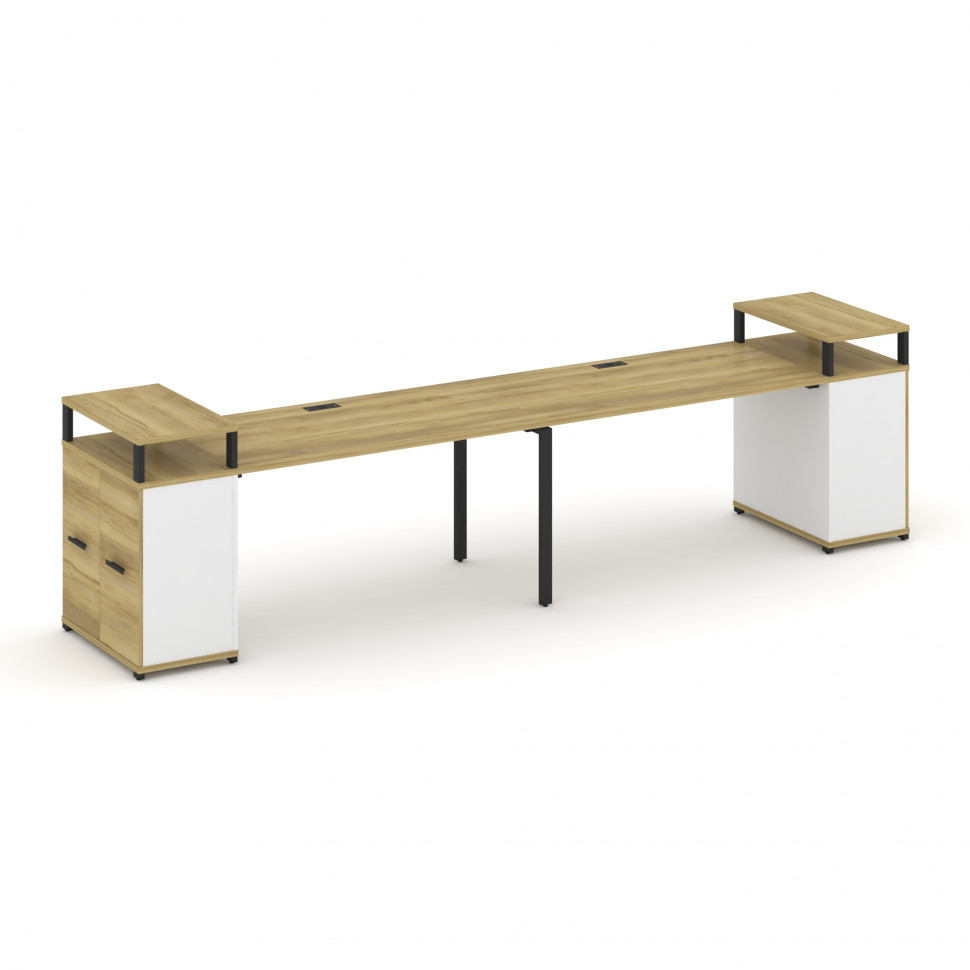 Concept Рабочая станция с опорными распаш. шкафами с верх. горизонтами  CN.ORS-223 B Дуб Винченцо/Бе