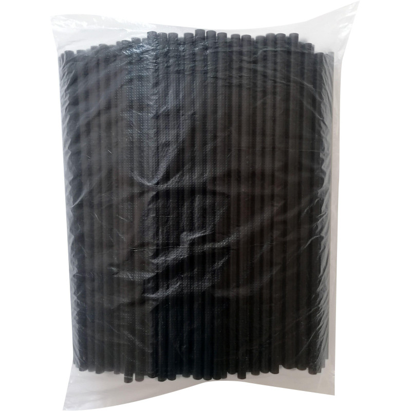 Трубочки для коктейлей 240 мм, d8 мм, черн. пласт. прямые 250 шт/уп