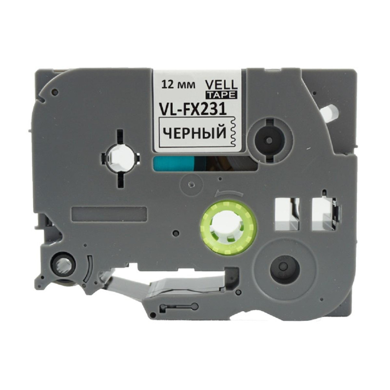 Картридж VL-FX231 Vell (Brother TZE-FX231, 12 мм, черный на белом) для PT
