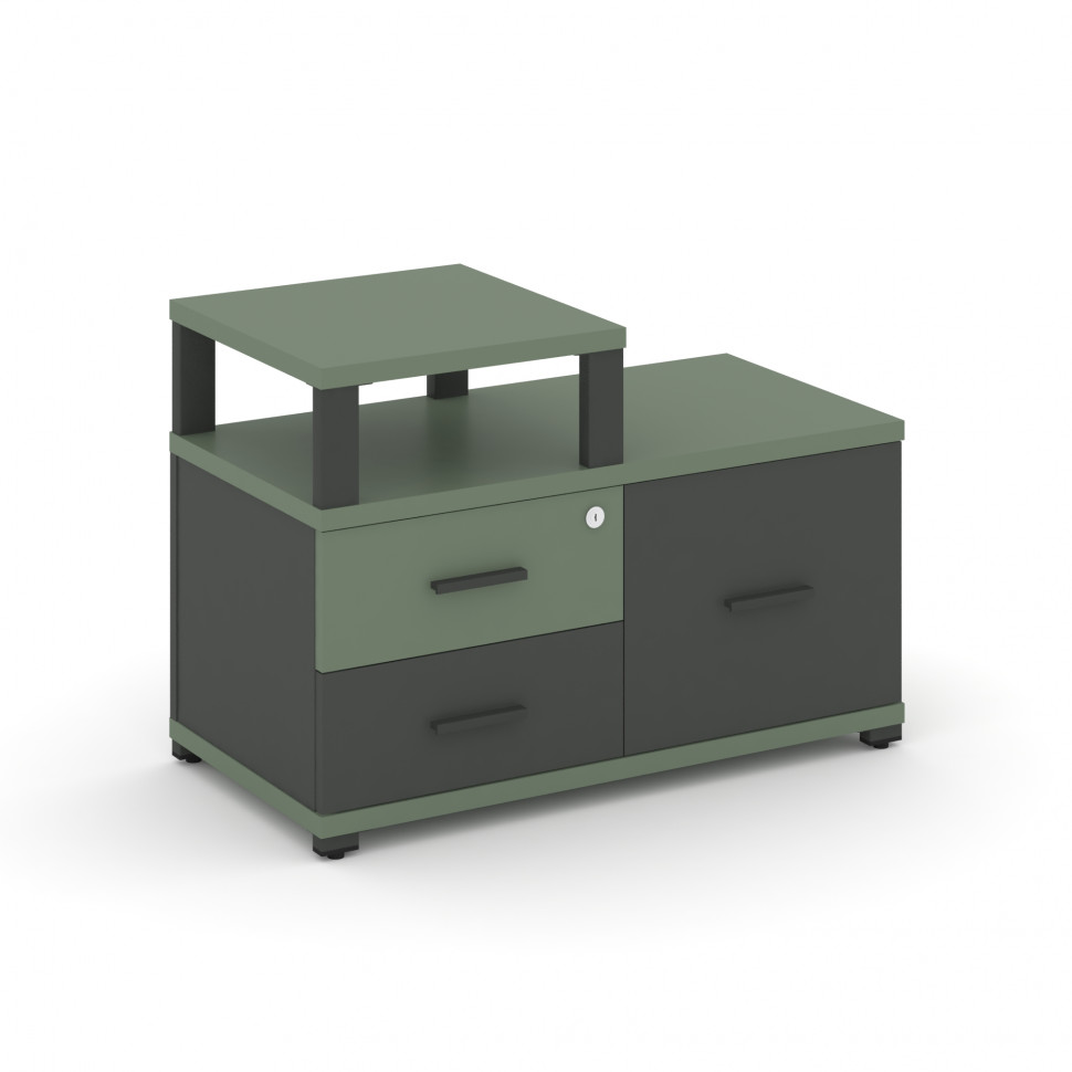 Concept Тумба приставная широкая 2 ящ.+1 распаш. фасад с надставкой узкой CN.TSP-005 A Кобо/Антрацит