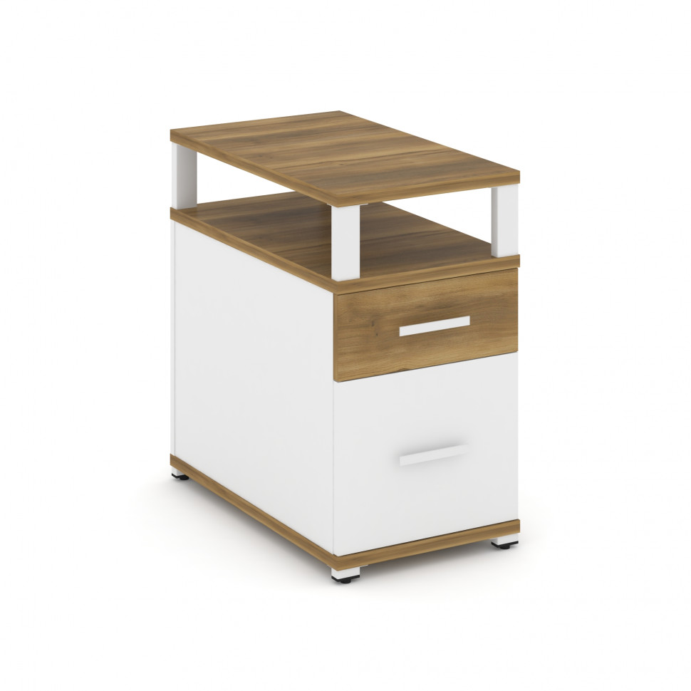 Concept Тумба приставная 1 ящ.+1 распаш. фасад с надставкой CN.TGP-002 W Сандал Янтарный/Белый Брилл