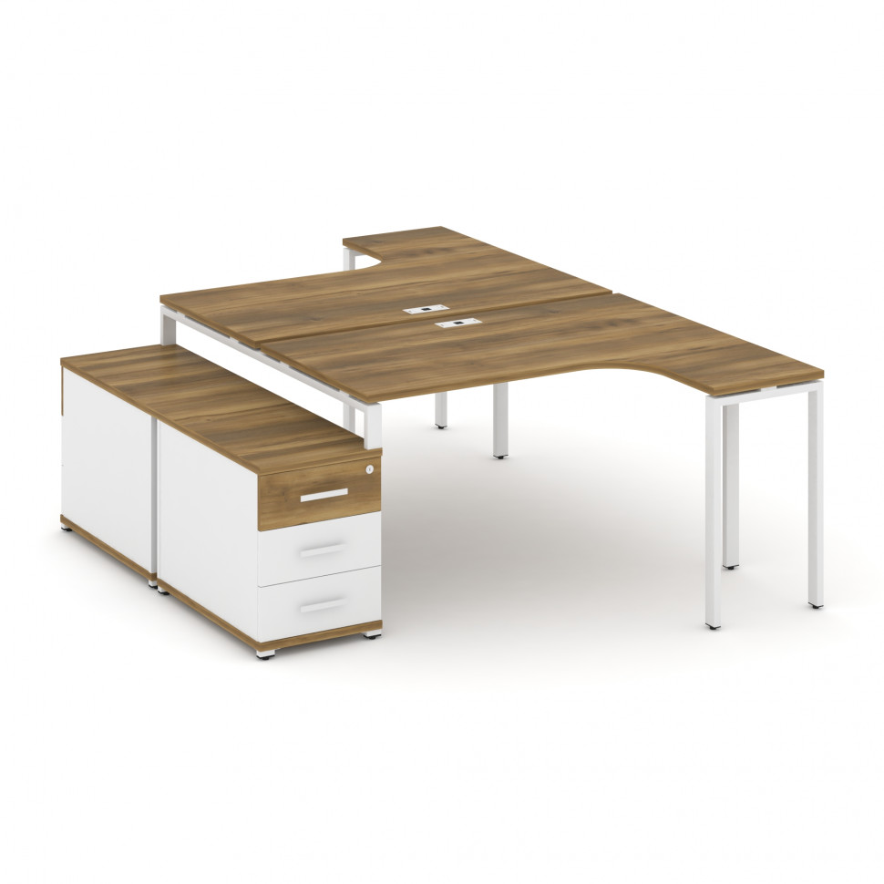 Concept Рабочая станция с двойной опорной тумбой CN.DSA-301 W Сандал Янтарный/Белый Бриллиант/Металл