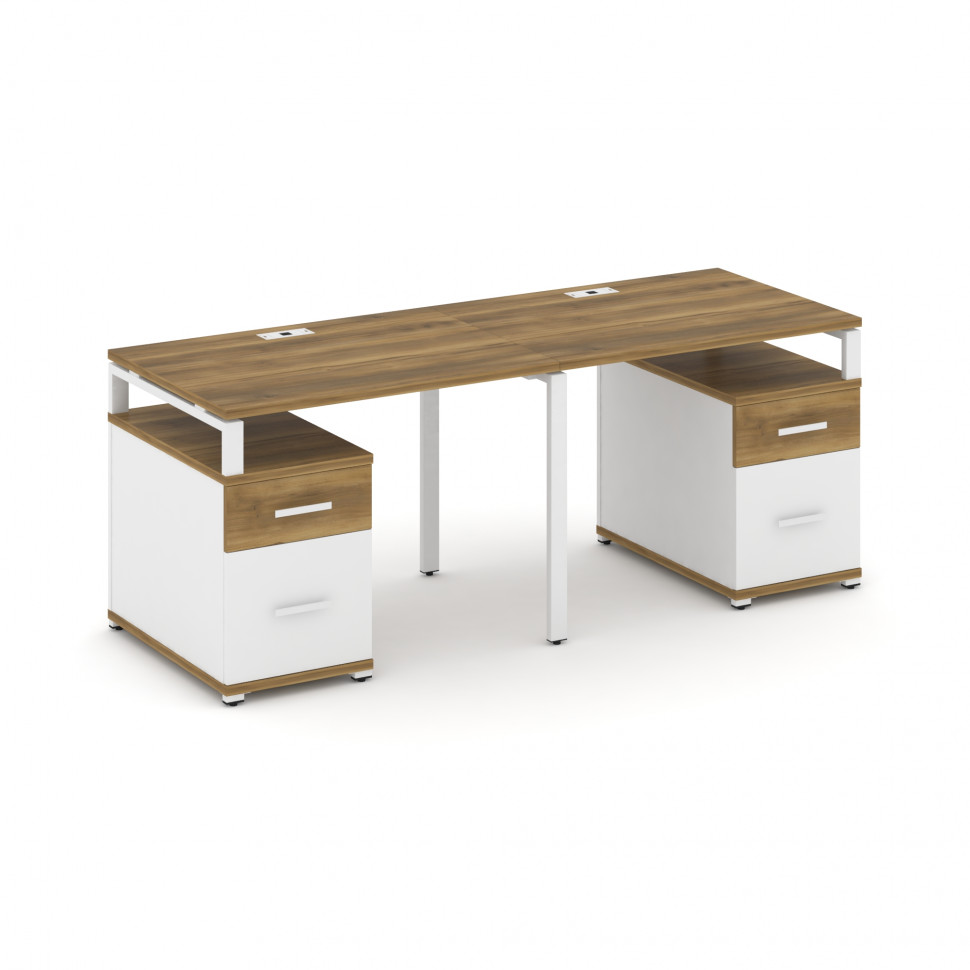 Concept Рабочая станция 2 места с 2 опорными тумбами CN.ORS-321 W Сандал Янтарный/Белый Бриллиант/Ме Concept Рабочая станция 2 места с 2 опорными тумбами CN.ORS-321 W Сандал Янтарный/Белый Бриллиант/Ме