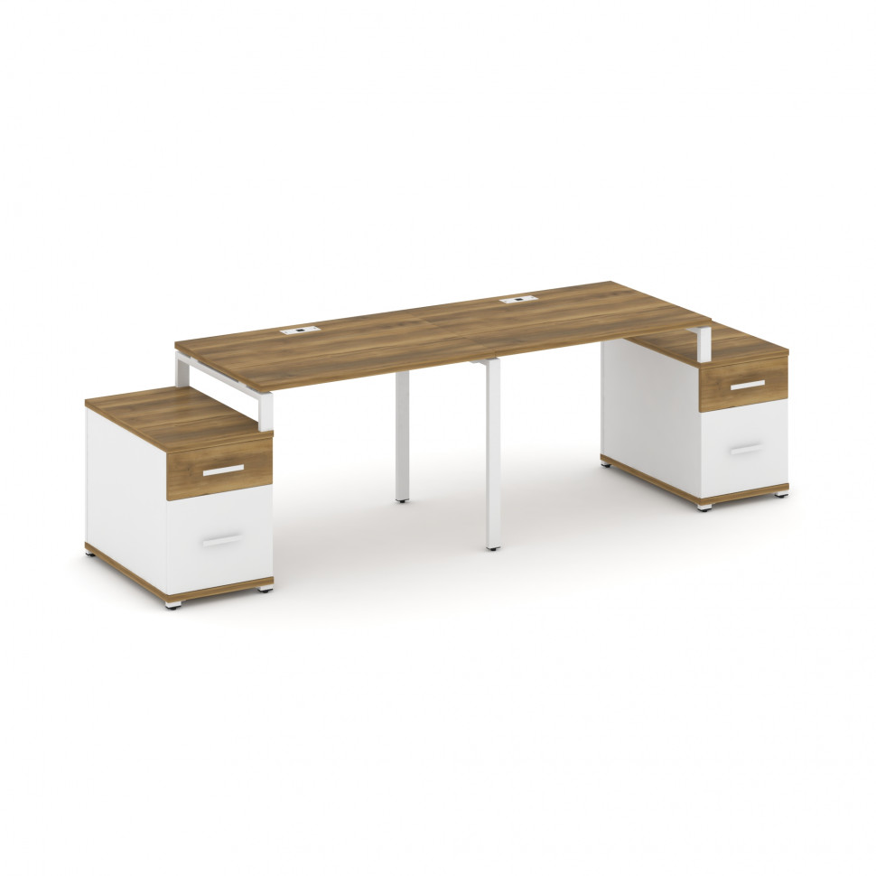 Concept Рабочая станция 2 места с 2 опорными тумбами CN.ORS-321 W Сандал Янтарный/Белый Бриллиант/Ме Concept Рабочая станция 2 места с 2 опорными тумбами CN.ORS-321 W Сандал Янтарный/Белый Бриллиант/Ме