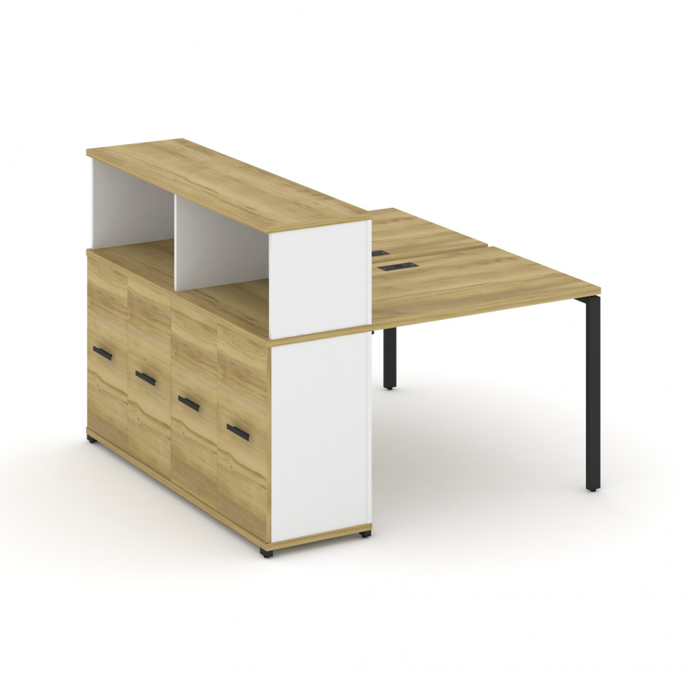 Concept Рабочая станция с опорным распаш. шкафом с надставкой низ. CN.DRS-225 B Дуб Винченцо/Белый Б