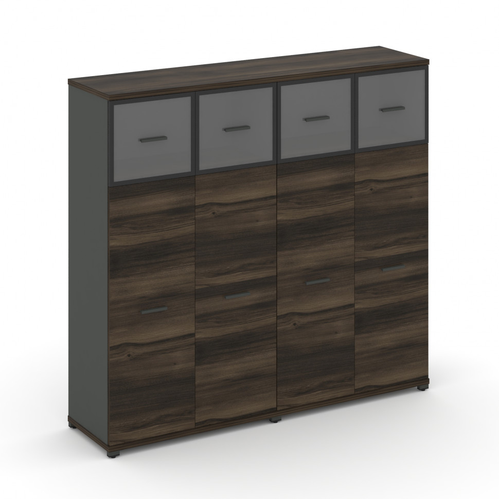 Concept Шкаф 2 широкие секции, 4 ниши CN.STS-424 RPB A Дуб Мали/Антрацит/Металл Антрацит/Прозрачный