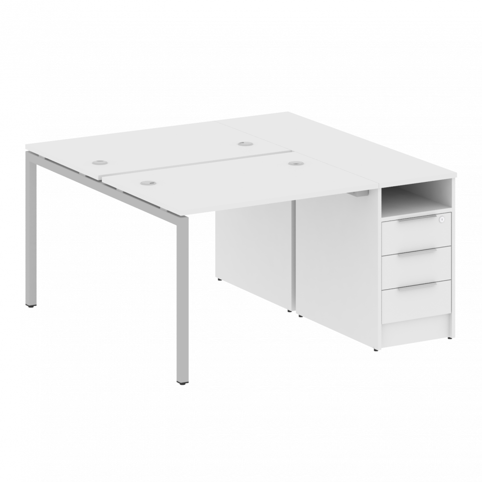 Metal System Quattro Рабочая станция с тумбой на П-образном м/к 40БП.РС-СТП-2.1 Белый/Металл Серый 1 Metal System Quattro Рабочая станция с тумбой на П-образном м/к 40БП.РС-СТП-2.1 Белый/Металл Серый 1