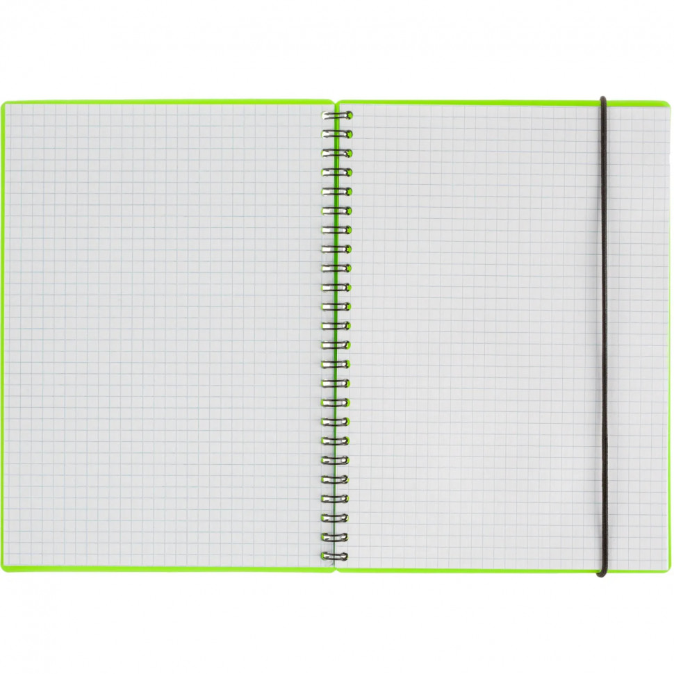 Бизнес-тетрадь Тетрадь Attache Neon А5 80л кл.спираль, обл.пластик, зеленый