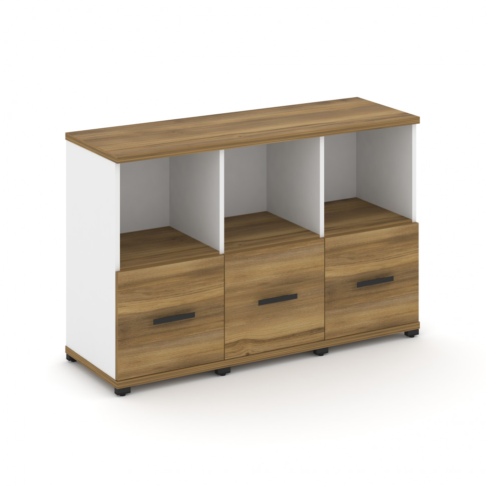 Concept Шкаф 3 узкие секции, 2 ниши CN.STU-231 B Сандал Янтарный/Белый Бриллиант/Металл Черный 1252*