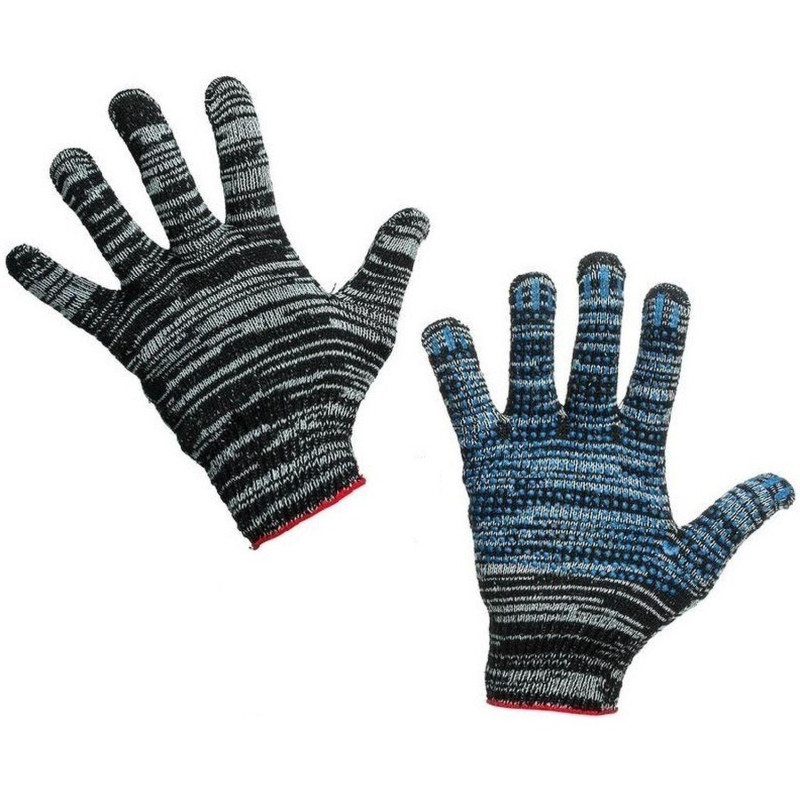 Перчатки защ трикотажн с ПВХ Точка 4 нити 42г 10кл графит 300пар/уп 1291366