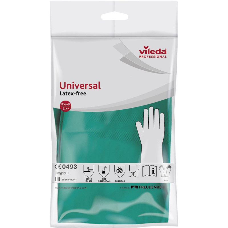Перчатки резиновые Vileda Profes нитрил хлопков.напыл зеленый рL 100802,ПС