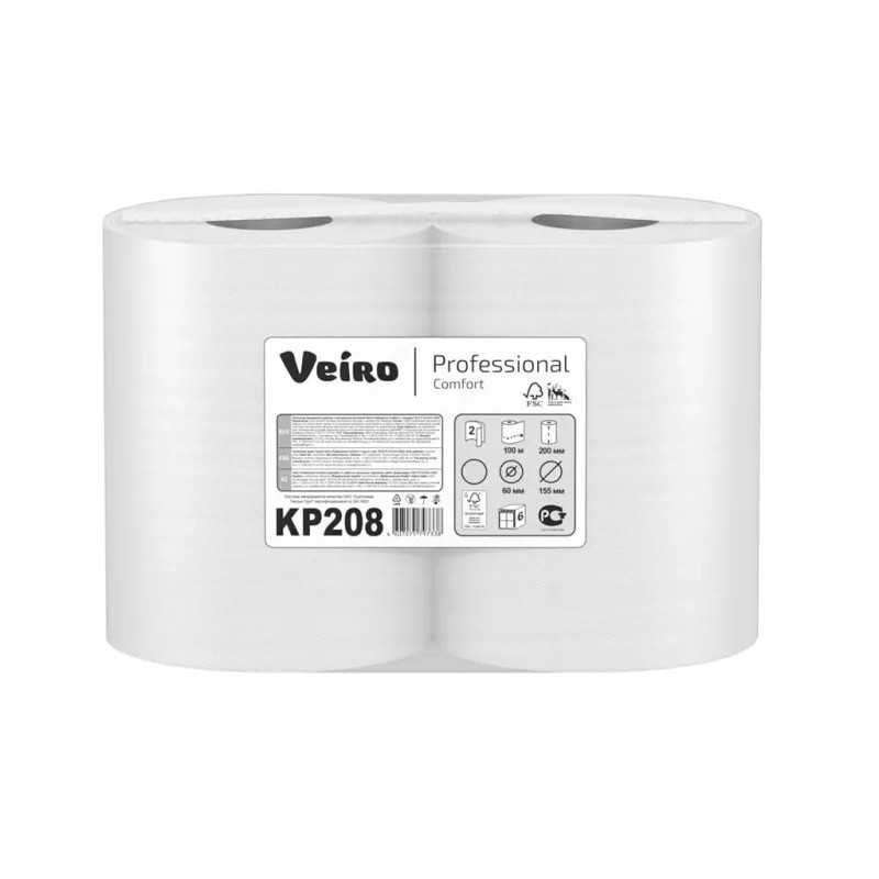 Полотенца бумажные д/держ.Veiro C1/C2 Comfort с ЦВ 2сл.100м 6рул/уп. KP208