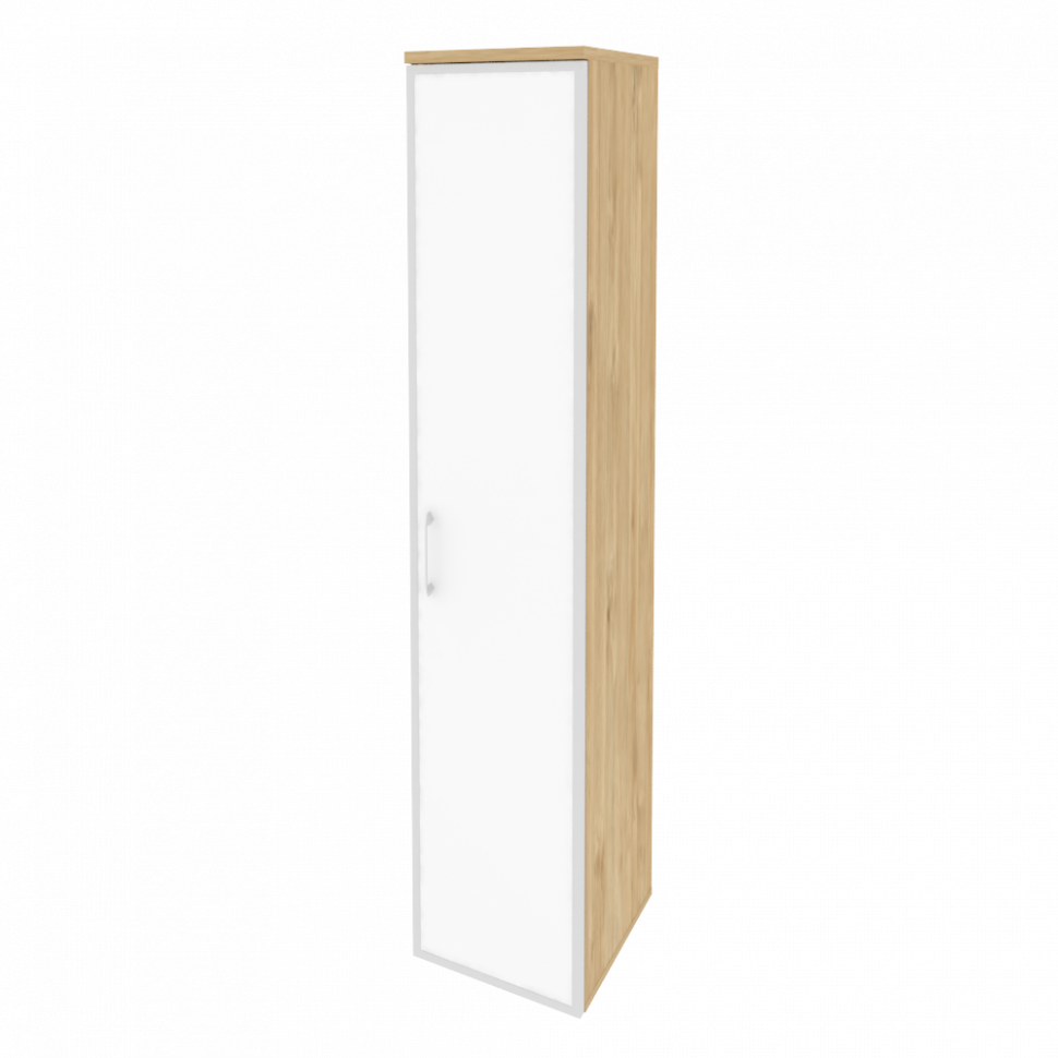 Onix Шкаф высокий узкий правый O.SU-1.10 R (R) white Тиквуд Светлый/Стекло White 400*420*1977