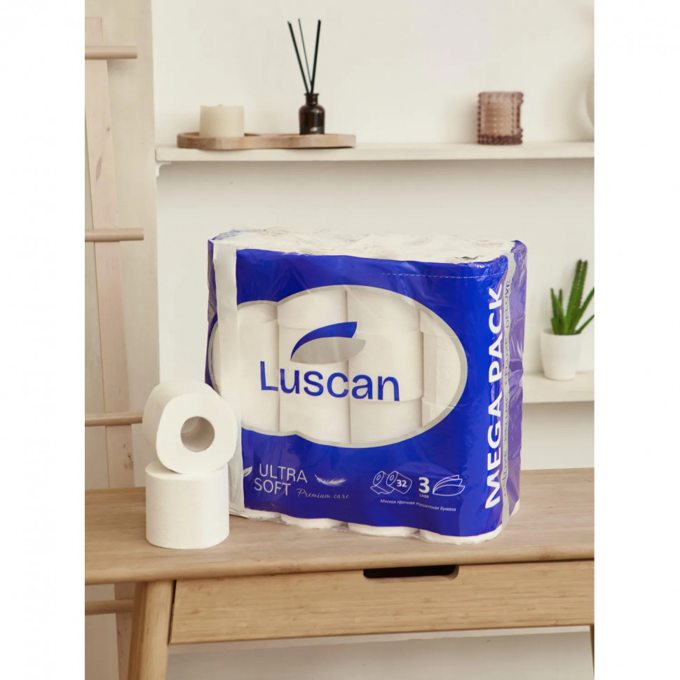Бумага туалетная Luscan Deluxe Mega Pack 3сл бел цел 17м 142л 32рул/уп_Спб