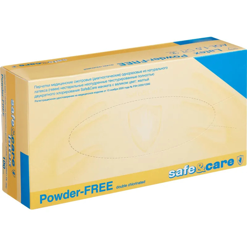 Мед.смотров. перчатки латекс н/c,н/о, текст,2хлор S&C  TL/DL202 (L) 50п/уп