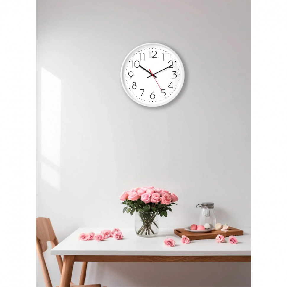 Часы настенные Troyka, диаметр 30см, кольцо пластик - белый 76771783