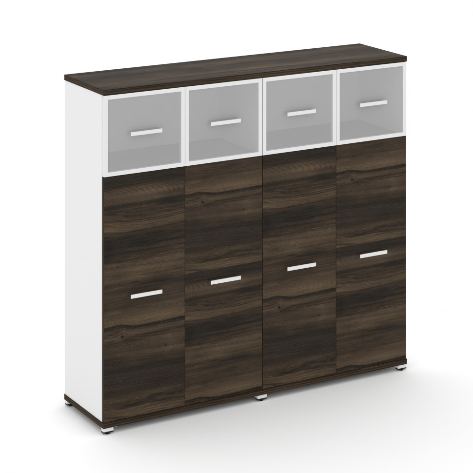 Concept Шкаф 2 широкие секции, 4 ниши CN.STS-424 RMW W Дуб Мали/Белый Бриллиант/Металл Белый/Сатин 1