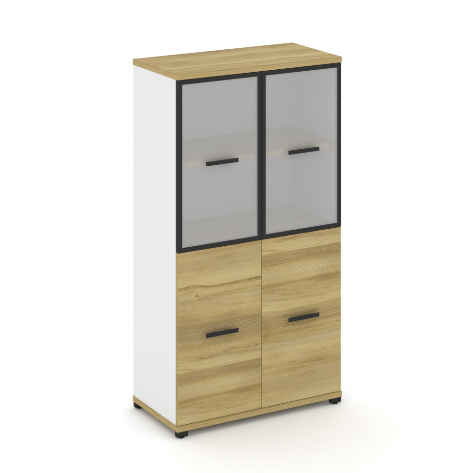 Concept Шкаф 1 широкая секция, 4 ниши CN.STS-412 RMB B Дуб Винченцо/Белый Бриллиант/Металл Черный/Са