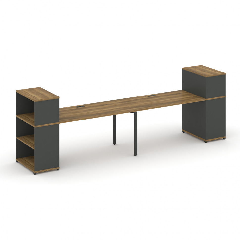 Concept Рабочая станция с опорными стеллажами с надставкой низ. CN.ORS-211 Сандал Янтарный/Антрацит/