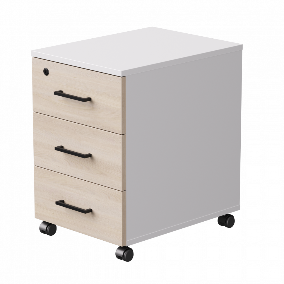 Тумба мобильная Everprof EVO (ЭВО) 406х540х608 Белый/Белый/Дуб Соната