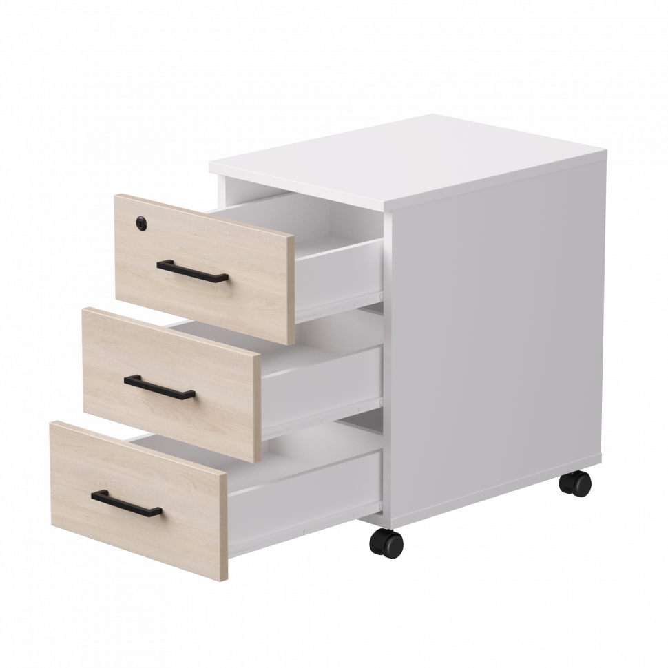 Тумба мобильная Everprof EVO (ЭВО) 406х540х608 Белый/Белый/Дуб Соната