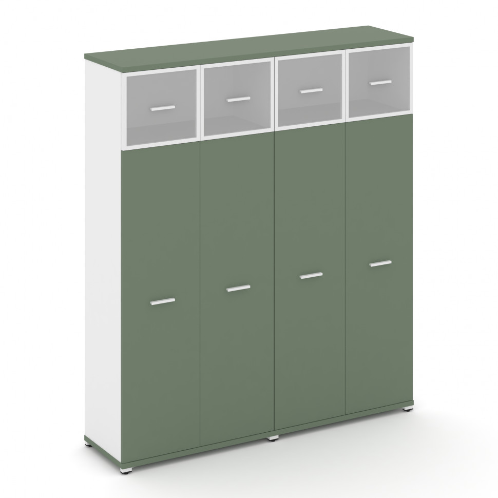 Concept Шкаф 2 широкие секции, 5 ниш CN.STS-527 RMW W Кобо/Белый Бриллиант/Металл Белый/Сатин 1668*4