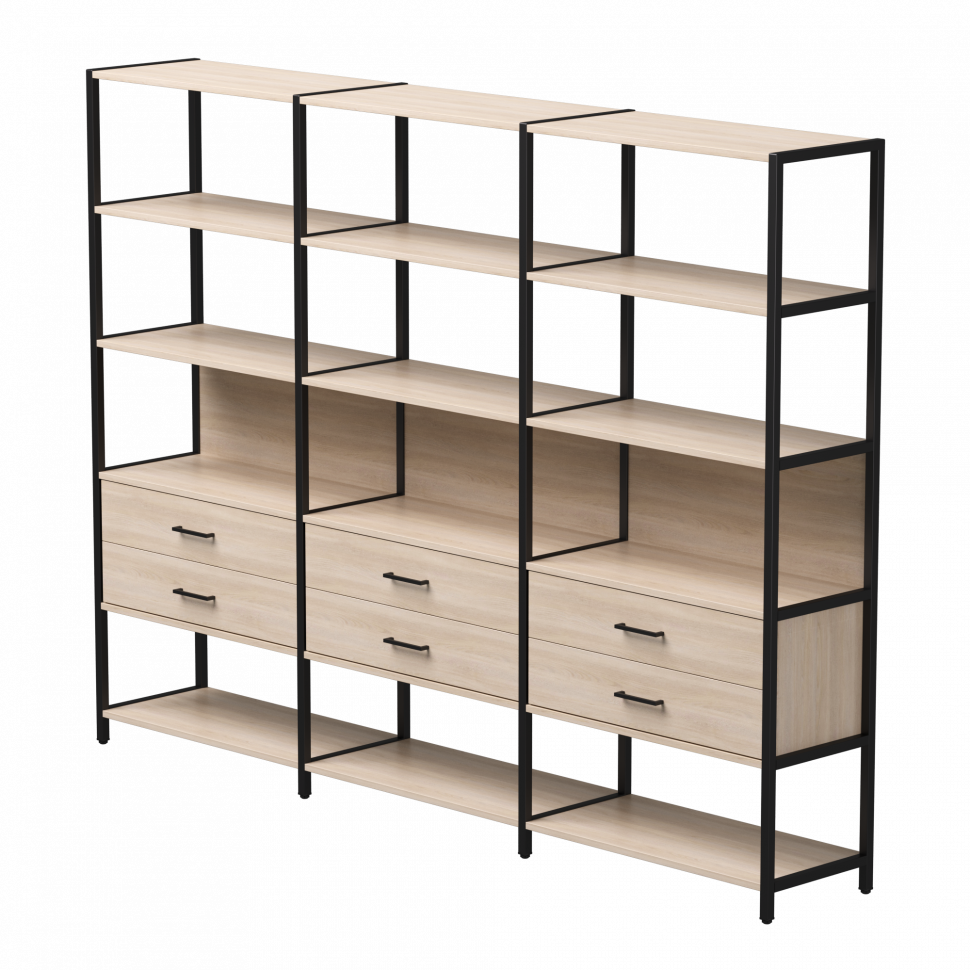 Набор стеллажных систем №9 Everprof EVO (ЭВО) 2440x385x1840 Дуб Соната/Черный