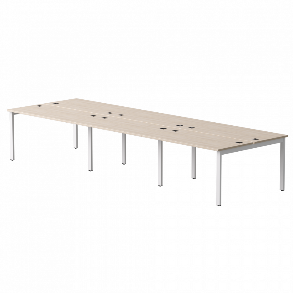 Бенч-система на 6 мест Everprof EVO (ЭВО) на металлокаркасе 3540х670(1370)x755 Дуб Соната/Белый