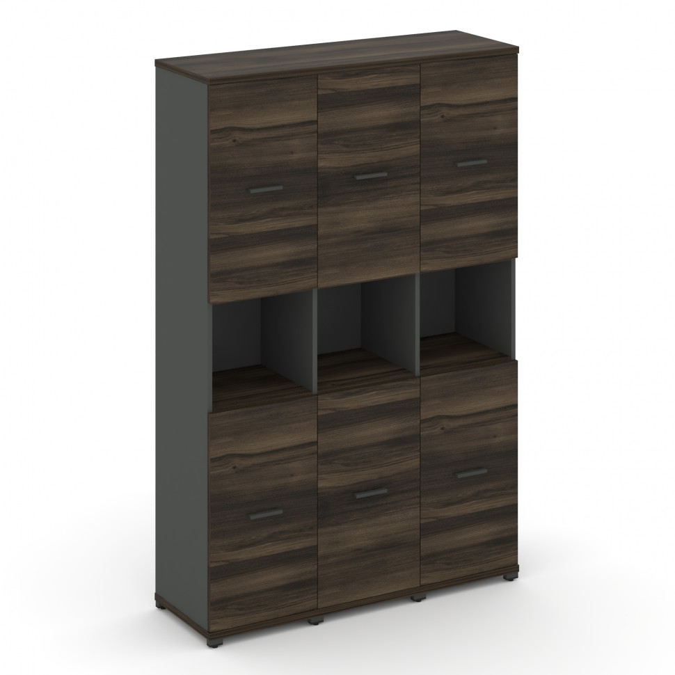 Concept Шкаф 3 узкие секции, 5 ниш CN.STU-533 A Дуб Мали/Антрацит/Металл Антрацит 1252*420*1922