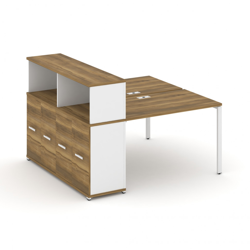 Concept Рабочая станция с опорным распаш. шкафом с надставкой низ. CN.DRS-226 W Сандал Янтарный/Белы