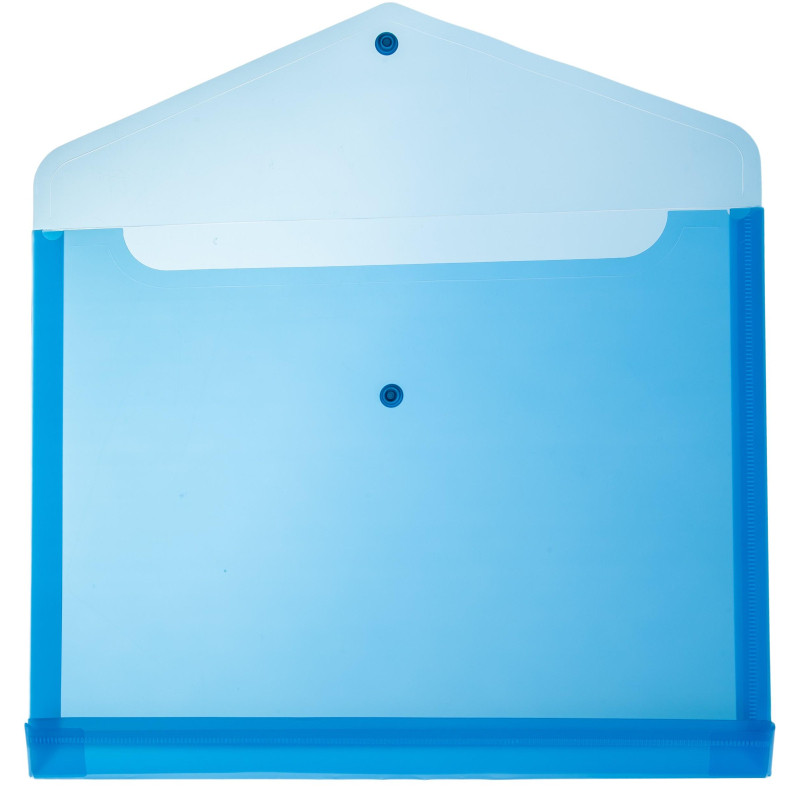 Папка-конверт на кнопке горизонт с расшир Attache, А4, синий 180мкм 5шт/уп