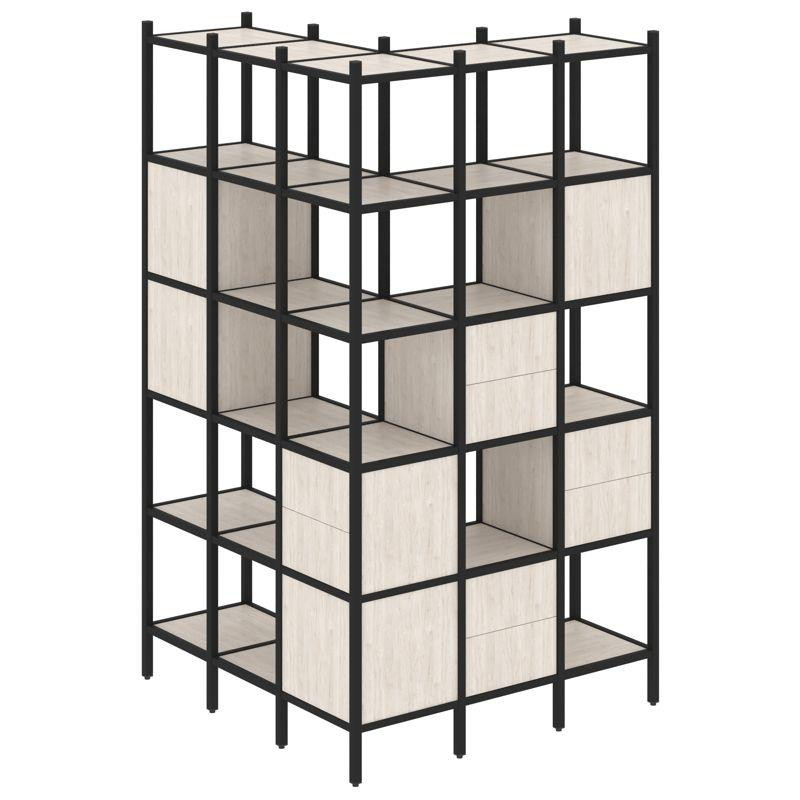 Loft Угловой внешний стеллаж наборный VR.L-53 Денвер Светлый/Металл Черный 1278*1278*2280 Loft Угловой внешний стеллаж наборный VR.L-53 Денвер Светлый/Металл Черный 1278*1278*2280