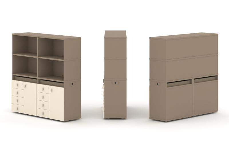 Estetica Набор №4. Тумба двойная+высокая надставка ES.NB.2V-4 Латте/Сатин 1500*410*1520 Estetica Набор №4. Тумба двойная+высокая надставка ES.NB.2V-4 Латте/Сатин 1500*410*1520