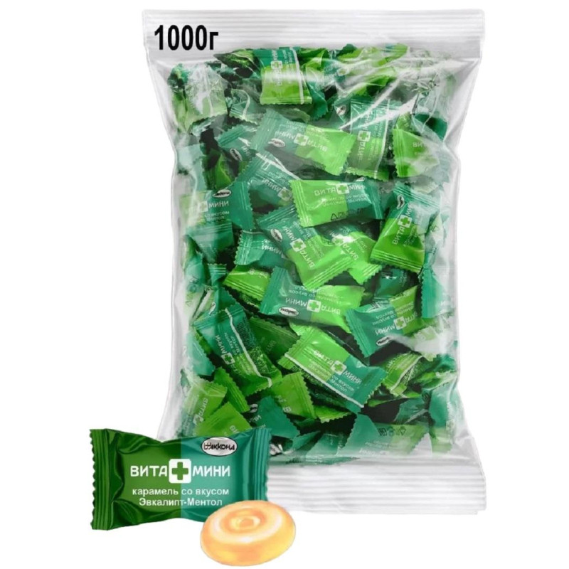 Карамель леденцовая ВИТА+МИНИ со вкусом Эвкалипт-Ментол 1000гр. в ассортим